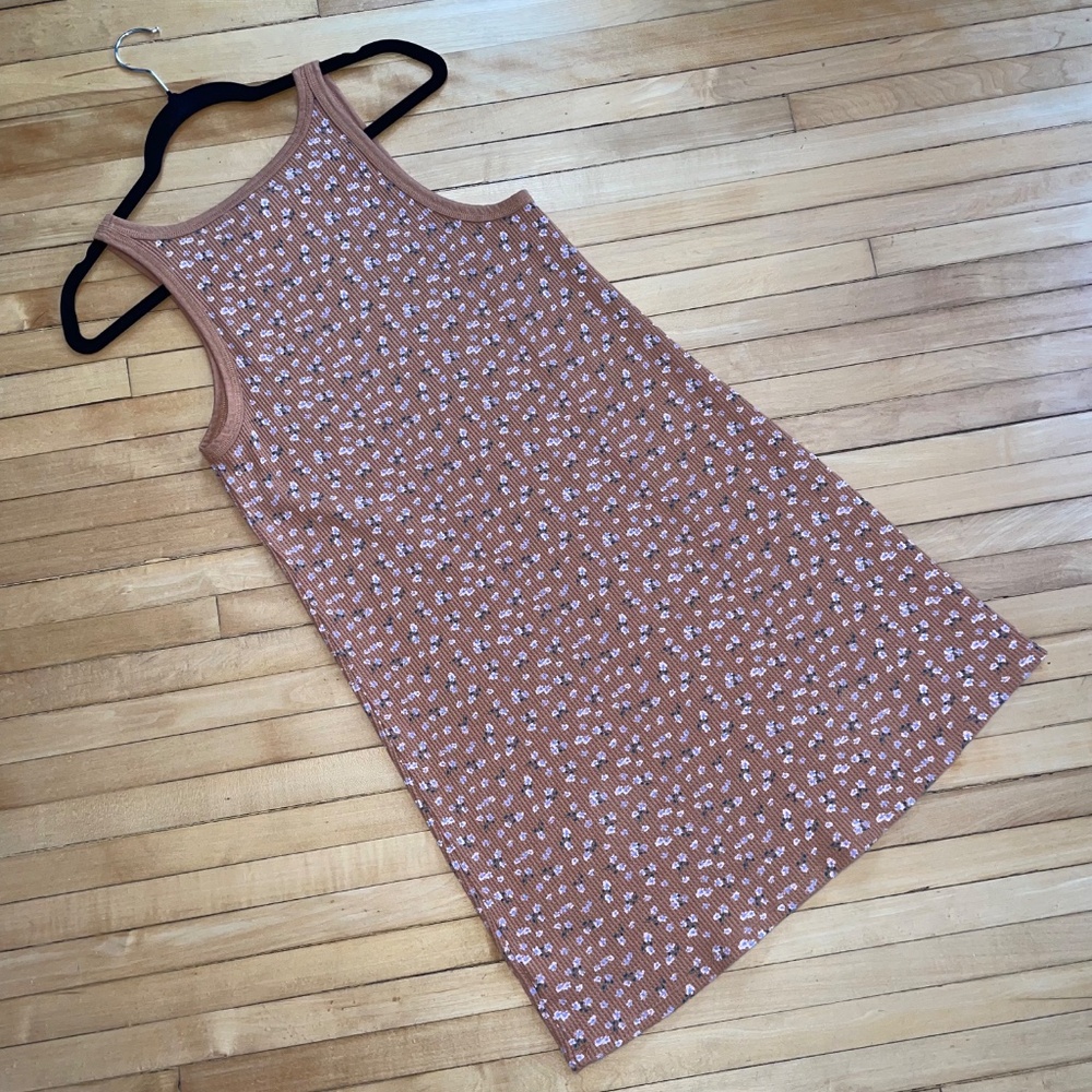 American Eagle Waffle Knit Tank Mini Dress Boho Ditzy Micro Floral Print - Picture 5 of 9